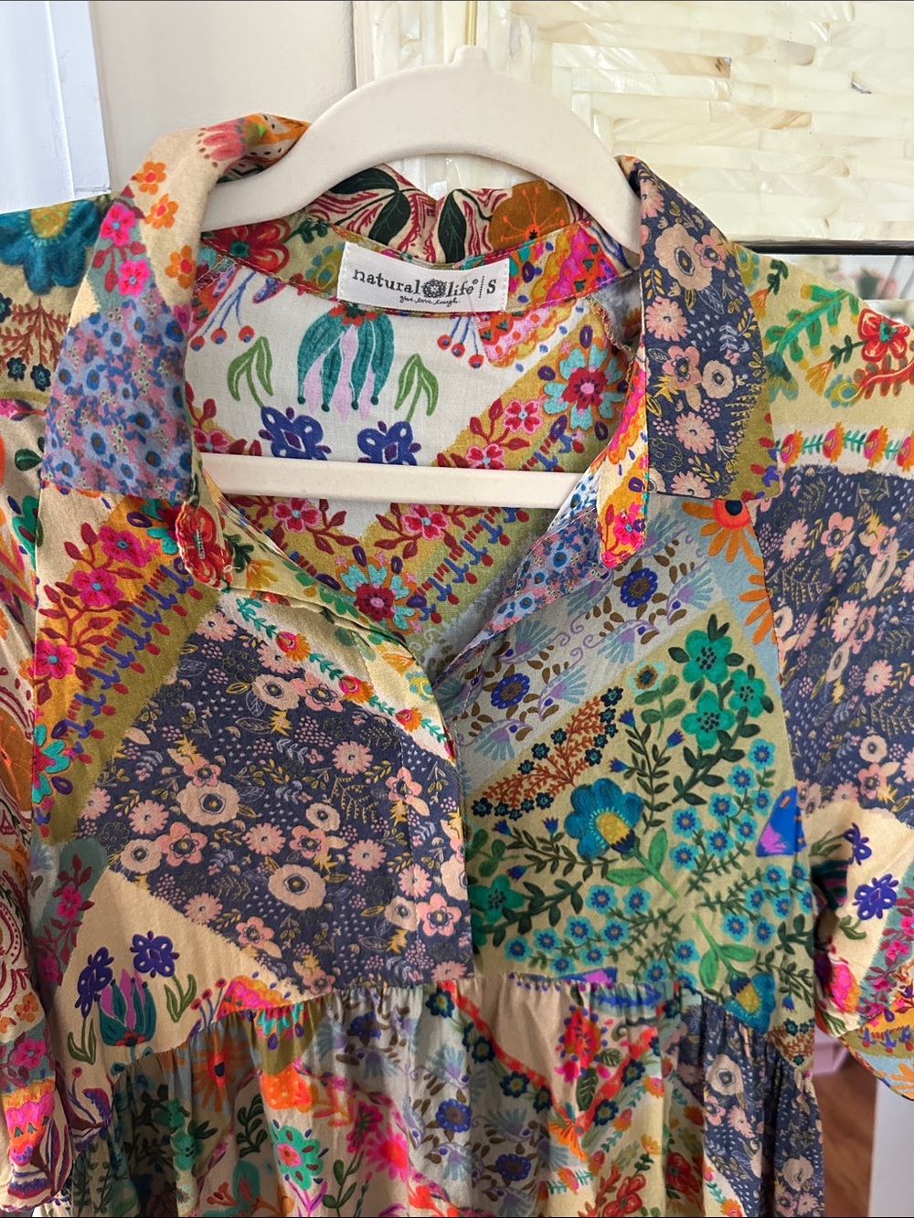 Natural Life Floral Patchwork Midi Dress — Multicolor